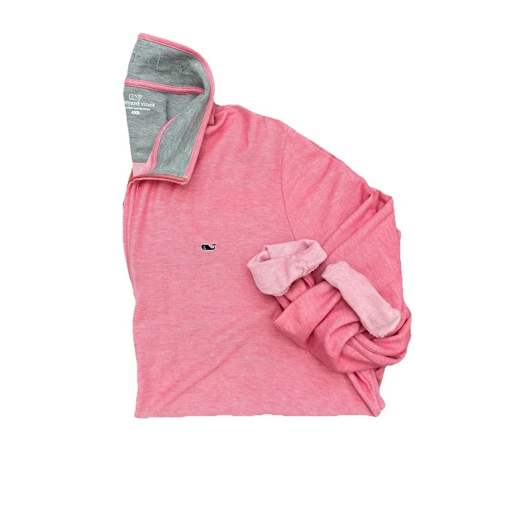Vineyard Vines Saltwater 1/4 Zip Pullover Mens 4XB Sailor Red Pima Cotton Whale